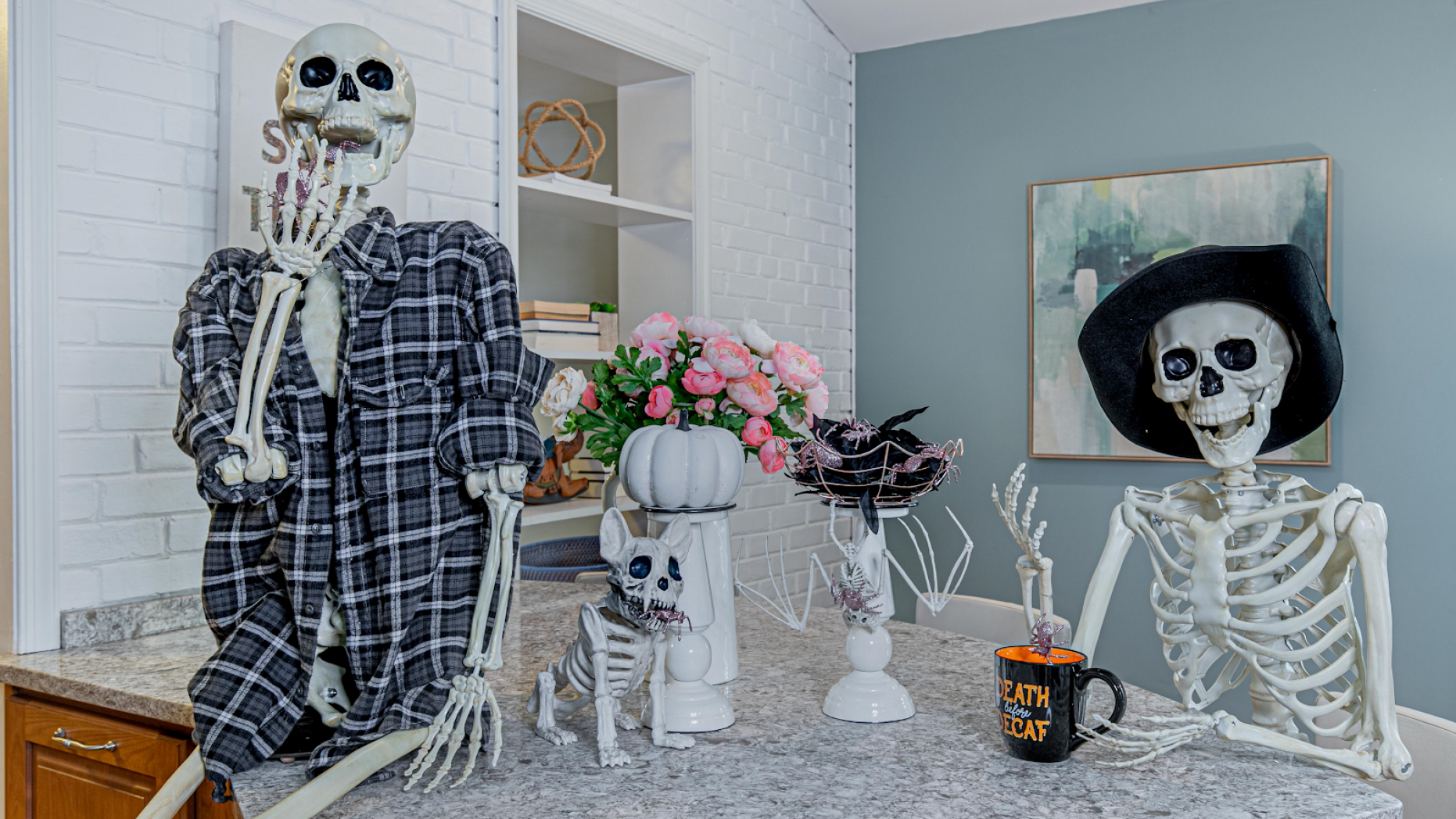 Skeletons at table